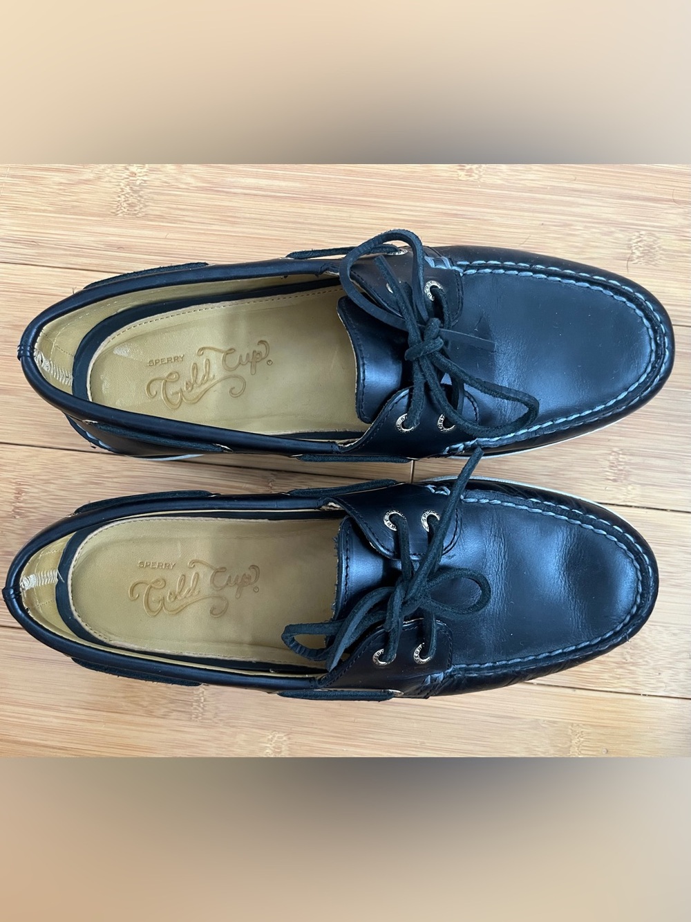 Sperry Gold Cup Men's Black Leather Boat Shoes STS22967 Excellent